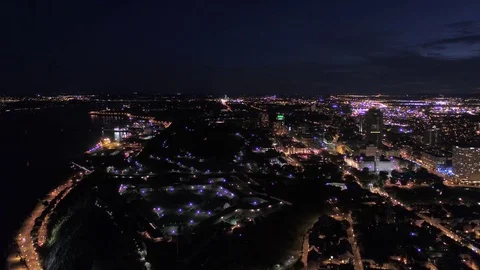 Aerial Canada Quebec City July 2017 Night 4K Inspire 2 Stock Footage