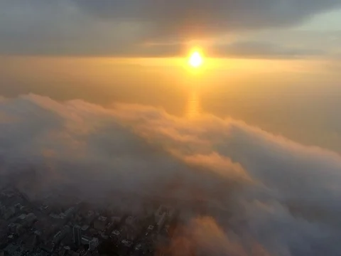 Aerial of Cape Town Cloudy Sunset Stock Footage 79774411