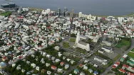 Aerial Capitol Reykjavik Iceland Icelandic Urban Living Homes Suburbs Stock Footage