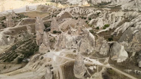 Aerial Cappadocia ancient monastery Video stock 238612913