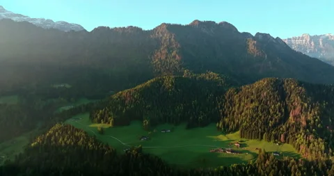 Aerial Captivating Pine Forests and Rocky Peaks in the Breathtaking Dolomite Stock Footage 280074519