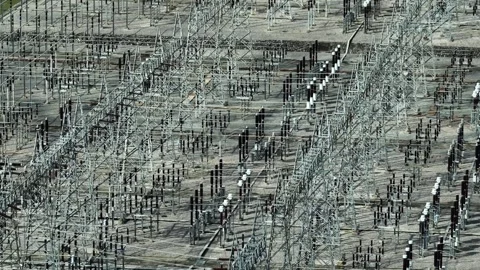 Aerial capture of high voltage electrical systems. Stock Footage 340564885