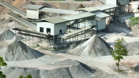 An aerial capture of a quarry processing facility. Stock Footage 340565548