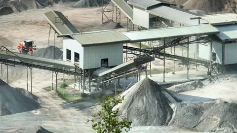 An aerial capture of a quarry processing facility. Stock Footage 340565554