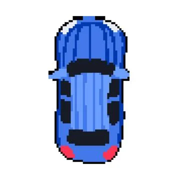 Aerial car top view pixel art vector illustration Stock Illustration