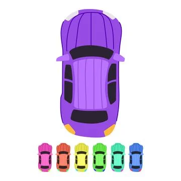 Aerial car top view vector cartoon graphic Stock Illustration