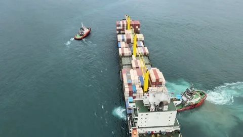 Aerial cargo ship Stock Footage 229649302