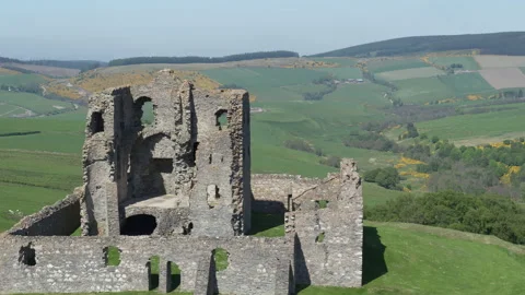 Aerial castle footage from Scotland UK Stock Footage