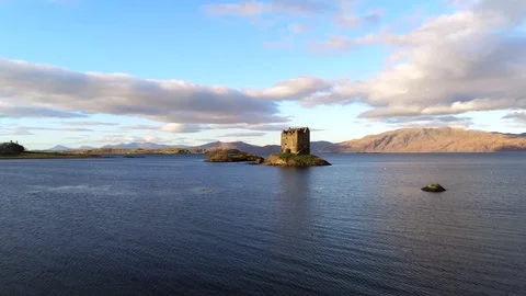 Aerial of Castle Stalker Stock Footage 121226388