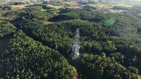 Aerial of Cell Tower and Forest Stock Footage 82197429