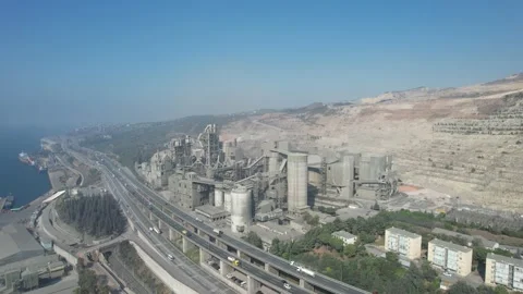 Aerial cement factory Stock Footage 210719962