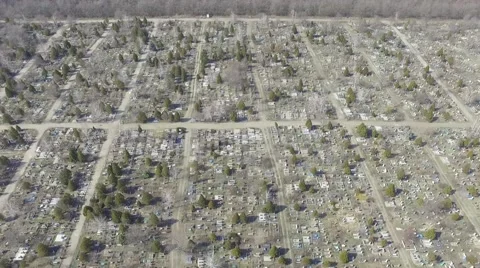 Aerial: cemetery Stock Footage 61887533