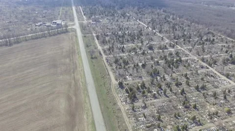 Aerial: cemetery Stock Footage 61887546