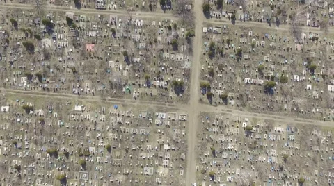 Aerial: cemetery Stock Footage 61887589
