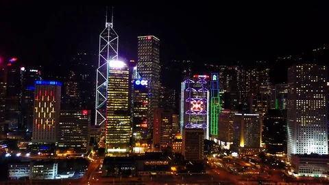 Aerial Central Landmarks by Night Stock Footage 95941519