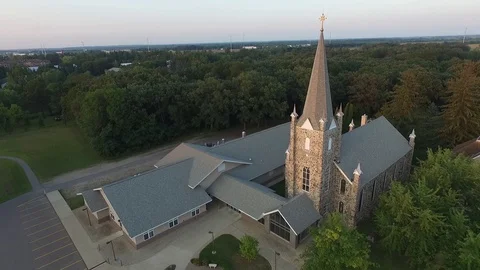Aerial Chruch Steeple Stock Footage 88187708