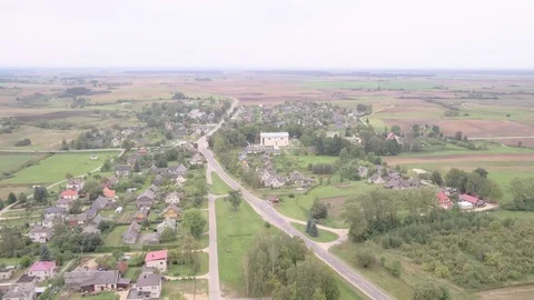 Aerial Church in the Village Stock Footage