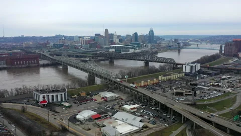 Aerial cincinnati skyline Stock Footage 158034822