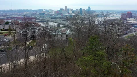 Aerial cincinnati skyline Stock Footage 158034917
