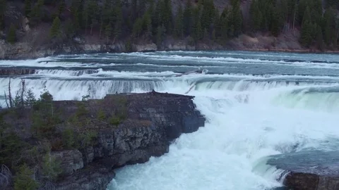 Aerial Cinema over Waterfall Stock Footage 73058882