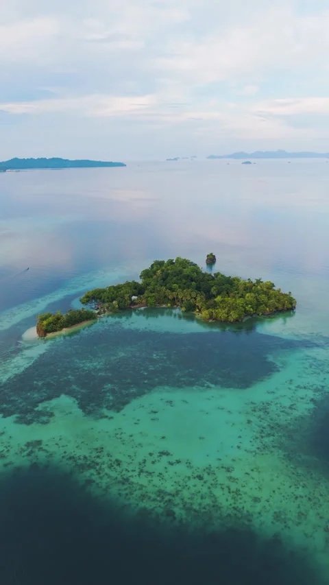 Aerial Cinematic Flight Over Remote Fishing Village Island Raja Ampat Stock-Footage 336984181