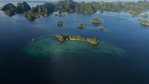 Aerial Cinematic Flight Over Remote Uninhabited Island Raja Ampat 動画素材 337799181