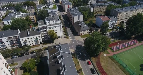 Aerial Cinematic Intersection In Apartment Complex Stock Footage 93260161