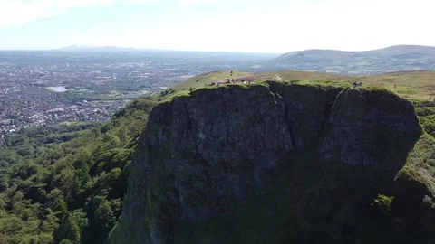 Aerial circle of Cave Hill, Northern Ireland Stock Footage
