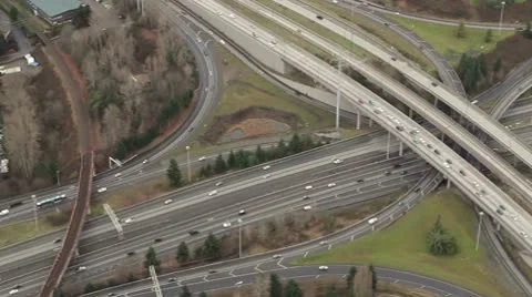Aerial Circling Around Interstate Junction Stock Footage 10604503