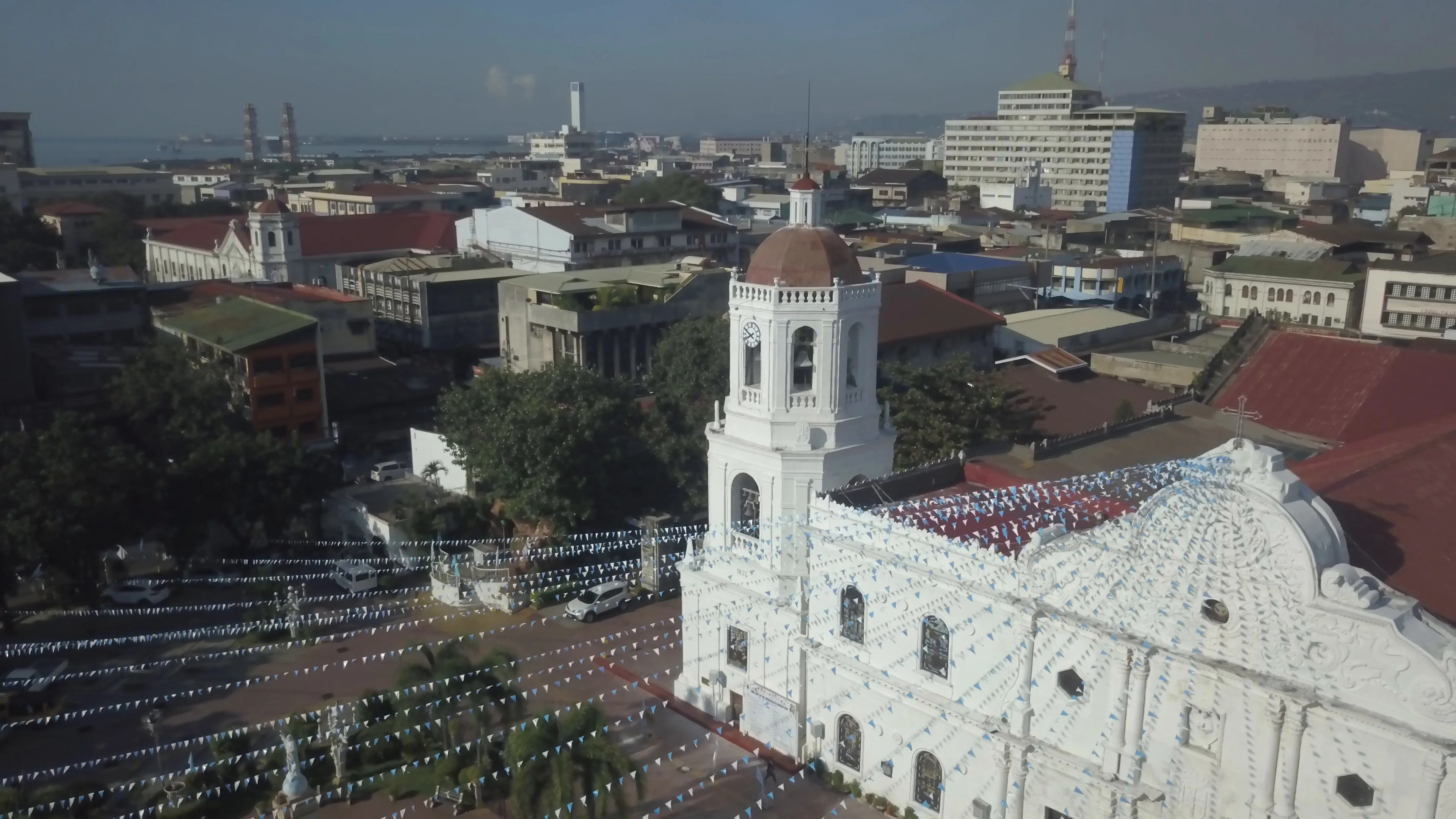 Aerial Circling Metropolitan Cathedral,Cebu City,Philippines