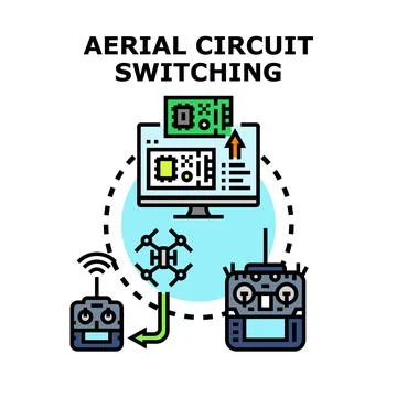 Aerial circuit switching concept for remote drone control Stock Illustration
