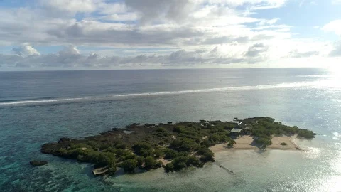 Aerial circular view isolate dezert island of pacific polynesia archipelago w Video stock 93583558