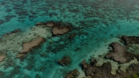 Aerial circular view Reef flat in Polynesia Tahiti Moorea blue sea Stock Footage 92065562