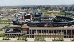 dog at citi field NY mets baseball stad, Stock Video