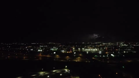 Aerial of a city with lightning Stock Footage 240221498
