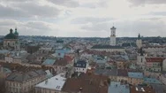 Aerial City Lviv, Ukraine. European City. Popular Areas Of The City. Rooftops Stock Footage