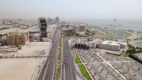 Aerial Cityscape of Al Khobar Corniche and Urban Development Stock Footage 337765762