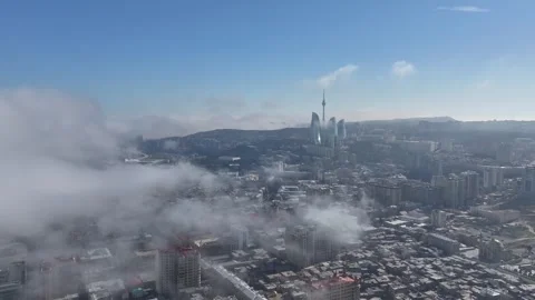 Aerial Cityscape with Cloud Movement and Modern Architecture Stock Footage 341905025