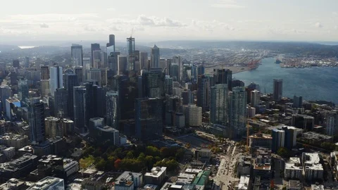 Aerial cityscape of Seattle Видео 126253782