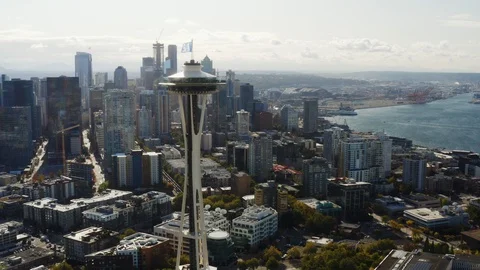Aerial cityscape of Seattle Видео 126253940