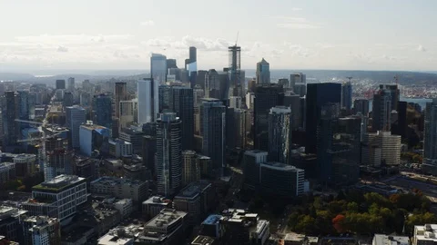 Aerial cityscape of Seattle Stock Footage 126253964