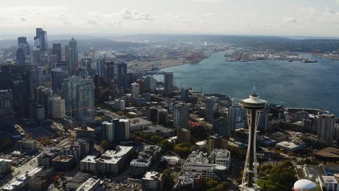 Aerial cityscape of Seattle Stock Footage 126253965