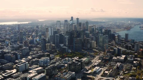 Aerial cityscape of Seattle Stock Footage 126253981