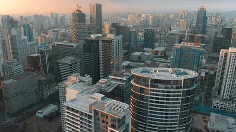 Aerial cityscape of urban community Stock Footage