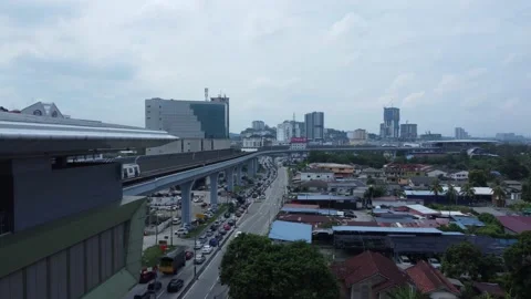 Aerial Cityscape View of MRT Train Kajang in HD | 4K Vídeo Stock 199109799