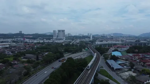 Aerial Cityscape View of MRT Train Kajang in HD | 4K Vídeo Stock 199109929