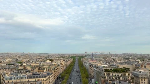 Aerial cityscape view of Paris from Arc de Triomphe Stock Footage 337483542