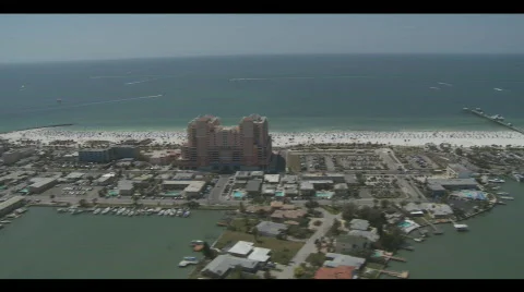 Aerial Clearwater Beach Spring Break West Stock Footage