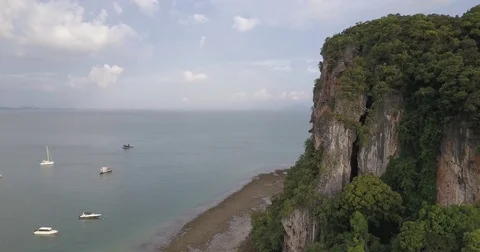 Aerial Cliff Pass Railay 스톡 동영상 80355230