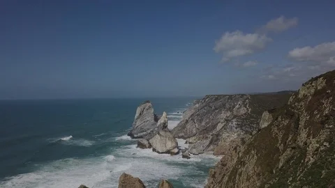 Aerial: Cliffs and beach Stock Footage 92682852